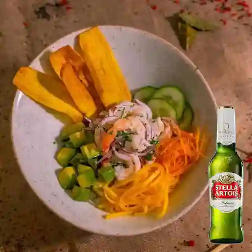 Combo Bowl de Camarón Acevichado +Stella Artois 330 ml