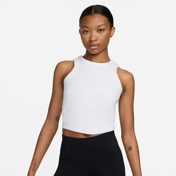 Nike Camiseta W One Fitted Df Crop Tank Mujer Blanco L