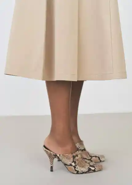 Falda Rib Camel Talla 38 Mujer Mango