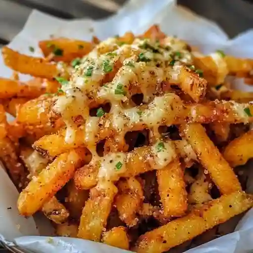 Combo papas con salsa de la casa y bacon