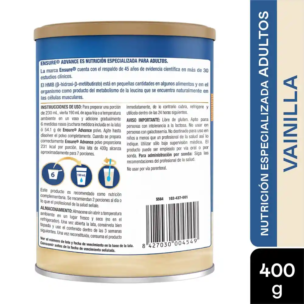 Ensure Alimento en Polvo Advance Sabor Vainilla