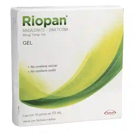Riopan Magaldrato + Dimeticona 800mg/ 100 Mg Tecnofarma Caja X 10 Sobres