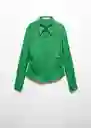Camisa Frunci Verde Talla S Mujer Mango