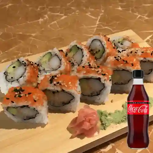 Combo California Roll + Coca-Cola Sin Azúcar 300 Ml.