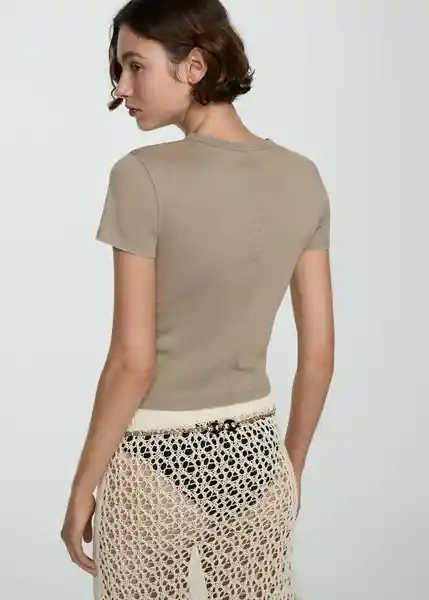 Camiseta Zani Beige Talla XS Mujer Mango