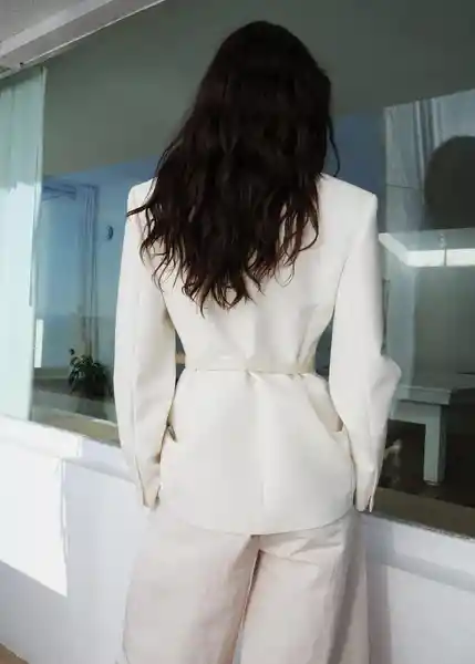 Blazer Americana Blanche Crudo Talla L Mujer Mango