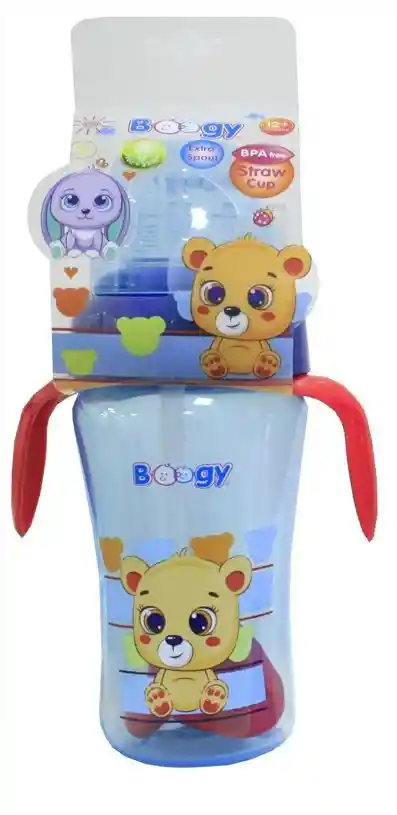 Vaso Anti Goteo Tetero Pitillo 11 Onz Bebe Biberón Chupo Jugo Entrenador Niña Rosado Ref. Boogy 21394