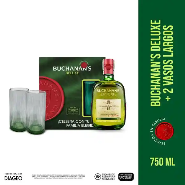 Buchanans Whisky Deluxe + Vasos Largos
