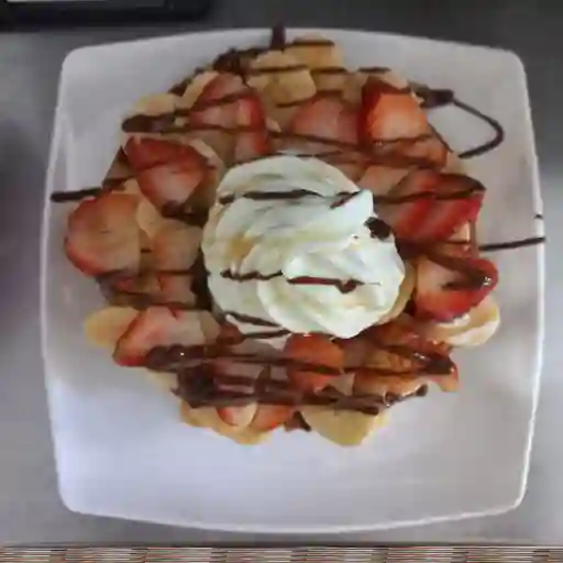 Wafle con helado de yogurt