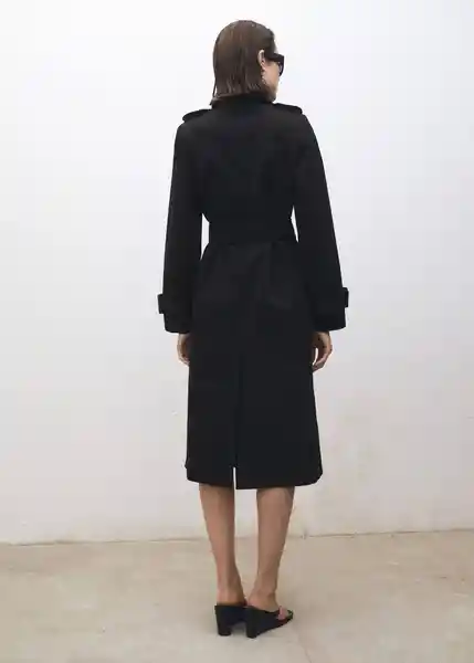Abrigo Trench Eiffel Negro Talla XS Mujer Mango