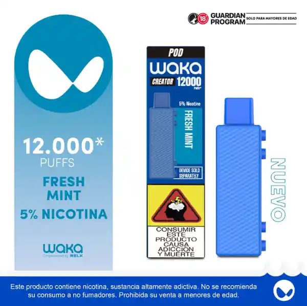 Waka Vapeador Creator Pod Menta 5% 12K
