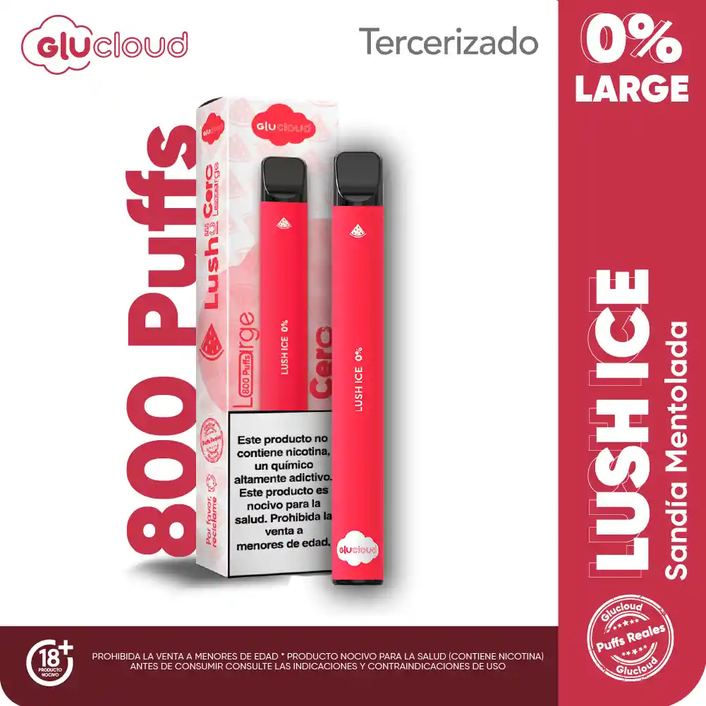 Glucloud Vape Lush Ice 0% Nic Large / 800 Puff