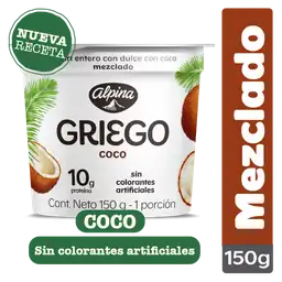 Alpina Yogurt Griego Entero con Dulce de Coco