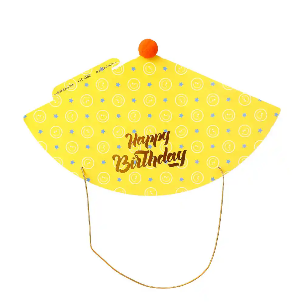 Miniso Sombrero de Fiesta de Cumpleaños Cara Feliz Amarillo