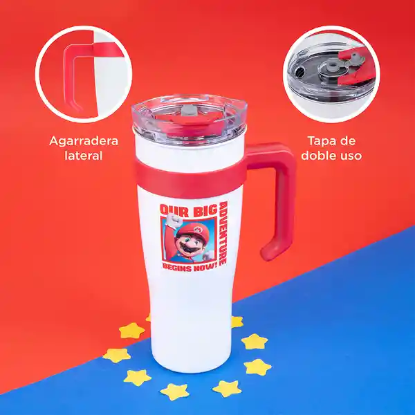 Vaso de Acero Serie Super Mario Bros Con Pitillo 1450 mL Miniso