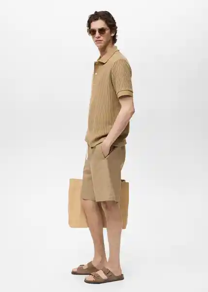 Bermuda Cabrera Beige Talla 42 Hombre Mango