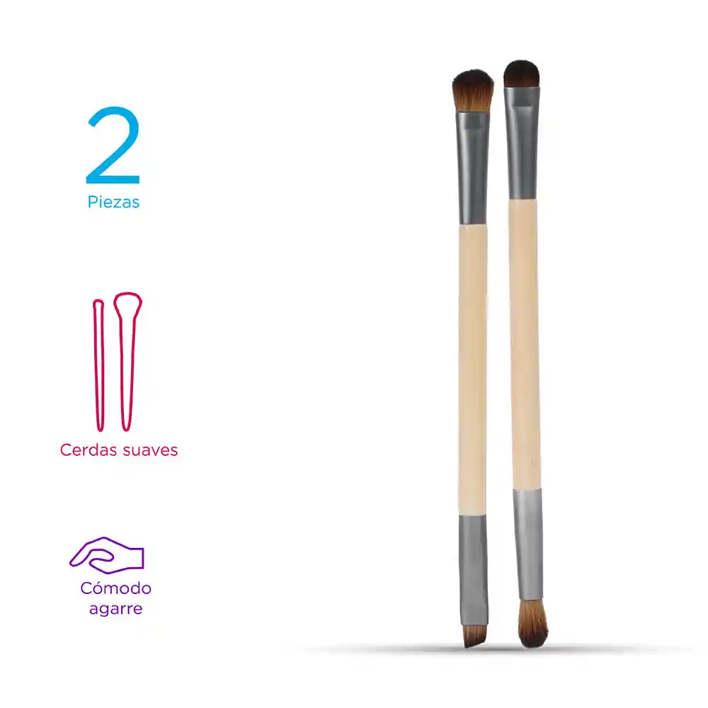 Brocha de Maquillaje en Bambú de Doble Cara Eco Miniso