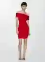 Vestido Bardot Rojo Talla L Mujer Mango