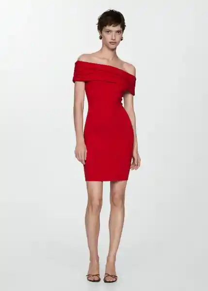 Vestido Bardot Rojo Talla L Mujer Mango