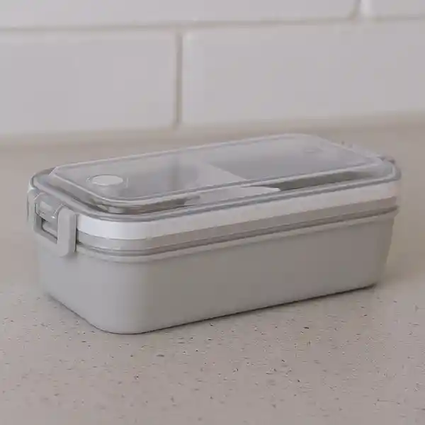 Contenedor Alimentos 2 Compartimentos Gris 450 mL Serie Miniso