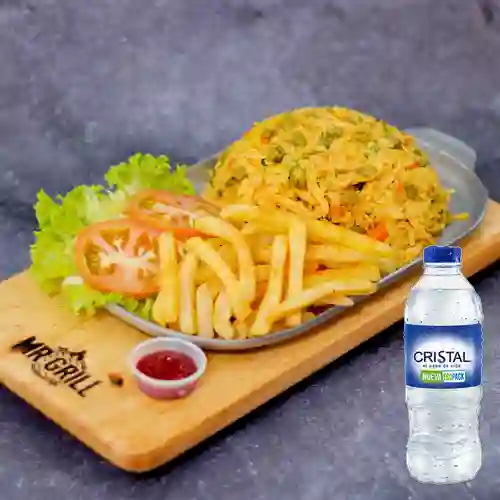 Combo Arroz con Pollo + Cristal Sin Gas 400 ml