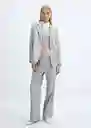 Blazer Americana Rayita Gris Medio Vigoré Talla L Mujer Mango