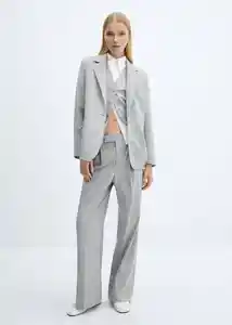 Blazer Americana Rayita Gris Medio Vigoré Talla L Mujer Mango