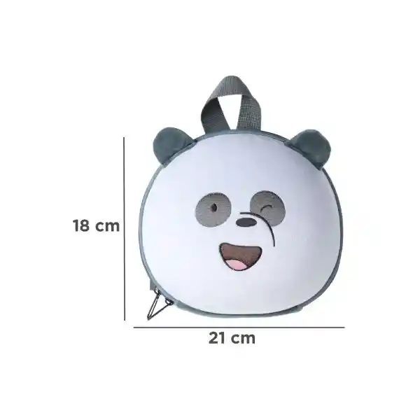 Mochila Infantil Textura Suave Oso Panda Negro Wbb Miniso