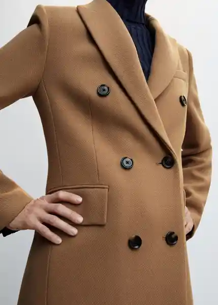 Abrigo Lipstick Camel Talla 27 Mujer Mango