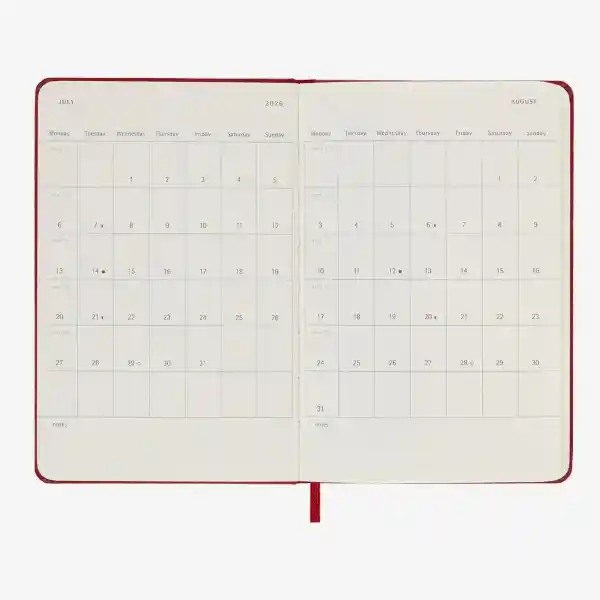 Moleskine Agenda Semanal Rojo Pequeña Hc 2026