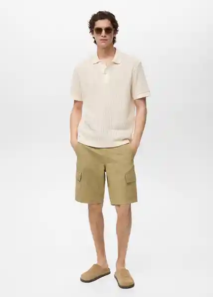 Camiseta Polo Openp Marfil Talla S Hombre Mango