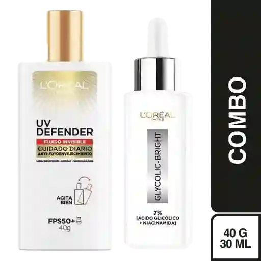 Combo L'Oréal Paris Sérum Ácido Glicólico + Protector Solar Uv
