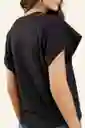 Camiseta Escote en V Color Negro Talla S Ragged
