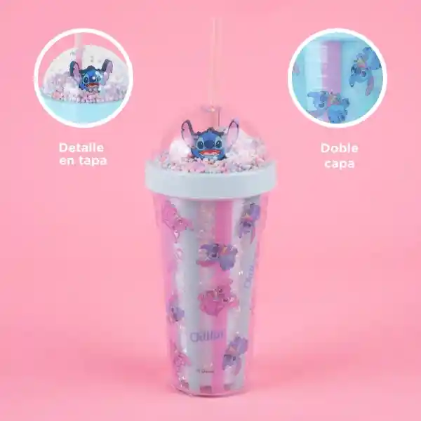 Vaso Plástico Con Pitillo Lilo & Stitch Stitch 420 mL Miniso