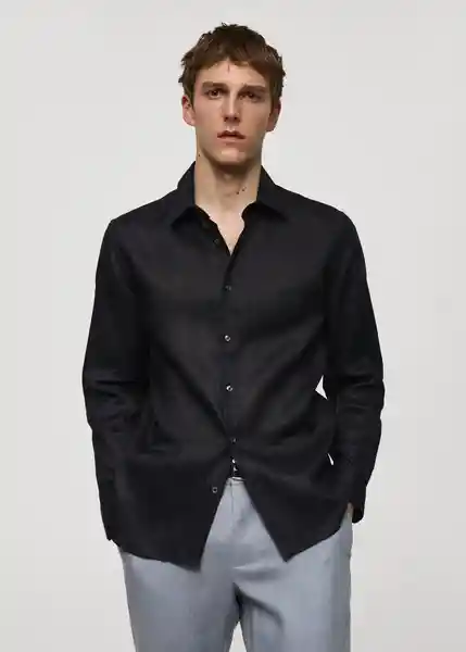 Camisa Parrot Antracita Talla L Hombre Mango