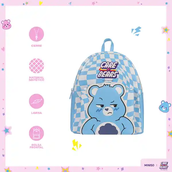 Maleta de Cuadros Serie Care Bears Blanco y Azul Miniso