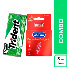 Combo Durex Condon Sensitivo + Trident Yerbabuena