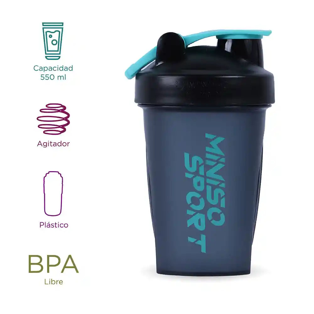 Botella Agitadora Con Asas Negro Miniso Sports