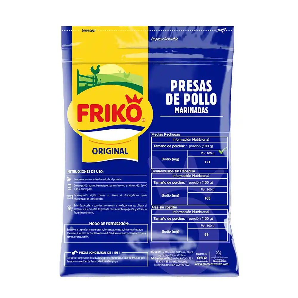Contramuslo friko sin rabadilla en bolsa congelada 10 unidades friko 