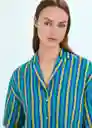 Camisa Iguana Azul Talla M Mujer Mango