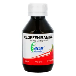 Ecar Clorfeniramina Jarabe con Sabor a Frambuesa (2 mg)