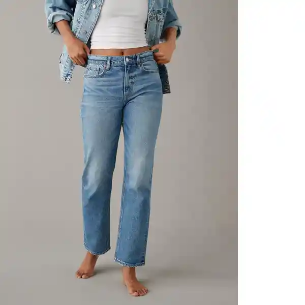 Jean Straight Mujer Azul Talla: 12 Regular American Eagle