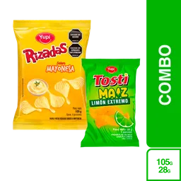 Combo Pasabocas Maiz Limon Extremo+Rizadas Papas Fritas Mayonesa