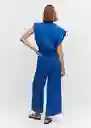 Enterizo Mono Bambula Azul Talla S Mujer Mango
