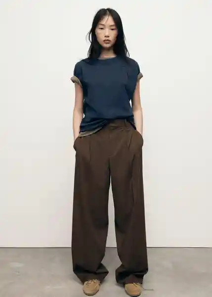 Pantalón Clare1 Marrón Talla 36 Mujer Mango