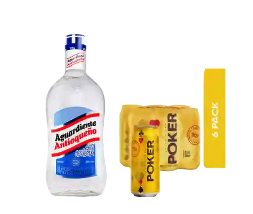 Combo Aguardiente Néctar Sin Azúcar + Poker 6 Und