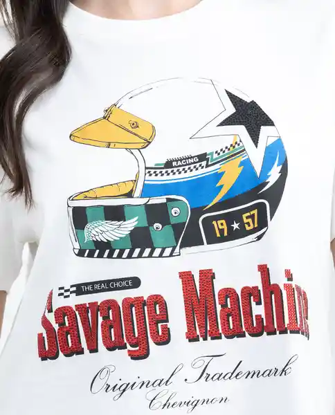 Camiseta Savage Machine Femenino Crudo Puro Claro S Chevignon