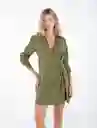 Vestido Corto Cruzado En Frente Verde Talla M Mujer Naf Naf