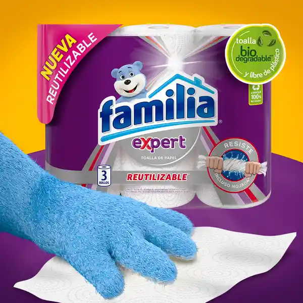 Familia Toalla Expert Reutilizable 130 Usos por Rollo