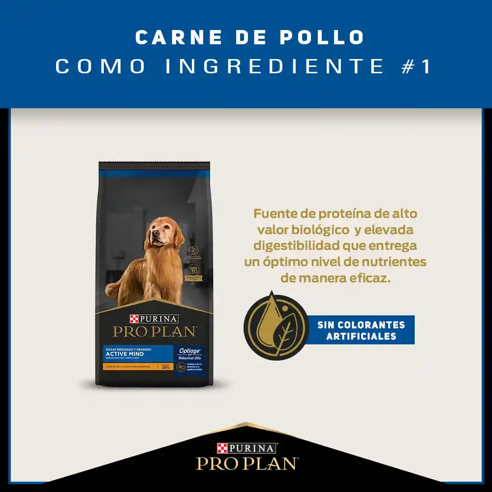 Pro Plan Alimento para Perro Adulto Active Mind Raza Medianas